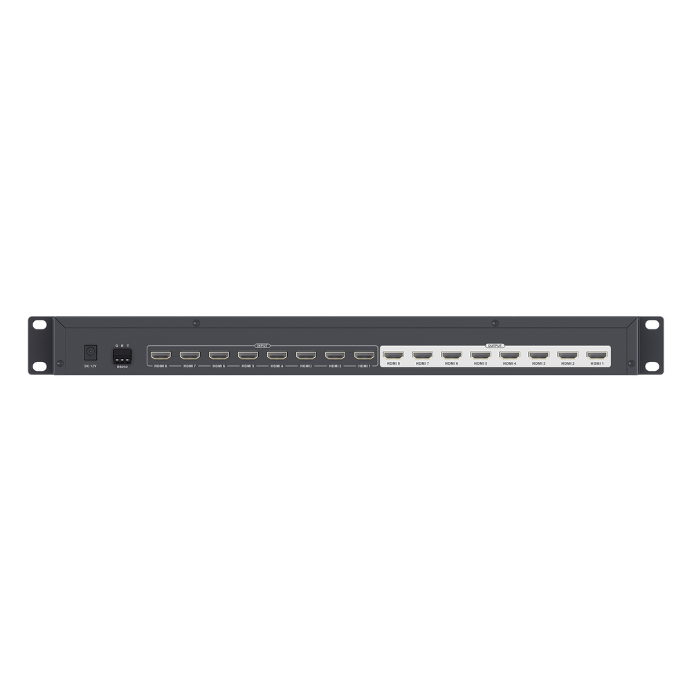 MATRICIAL DE VIDEO HDMI 8 x 8 / 8 Entradas y 8 Salidas en HDMI /  4K @ 30Hz / 10.2 Gbps / HDMI 1.4 / HDCP 1.4 / 3D / Conmutación por Botón, RS232 o Control Remoto / IDEAL PARA CENTROS DE MONITOREO, COMPARACION Y ANALISIS.