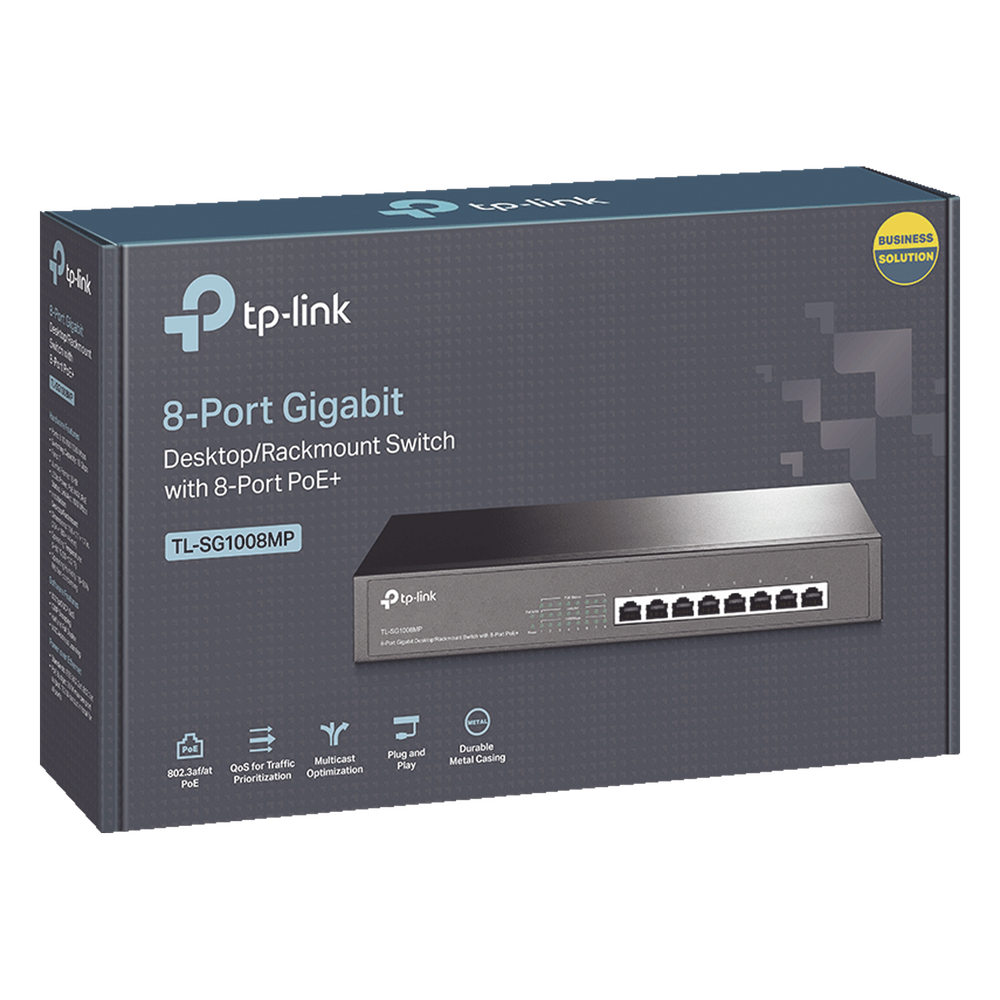 Switch Gigabit PoE+ no administrable de 8 puertos 10/100/1000 Mbps, para escritorio