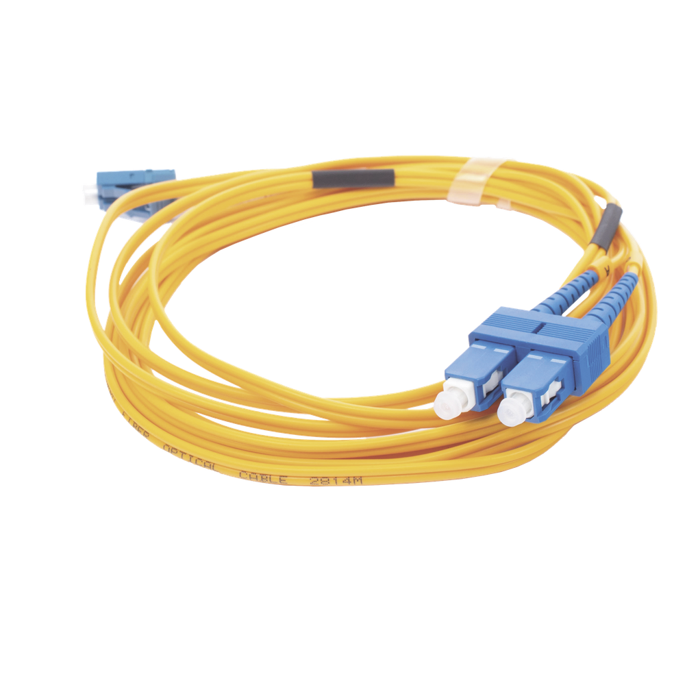 Jumper de Fibra Óptica Monomodo 9/125 LC/UPC-SC/UPC, PVC, 2.0 mm, Dúplex, Amarillo, 3 Metros (9.84 Pies)