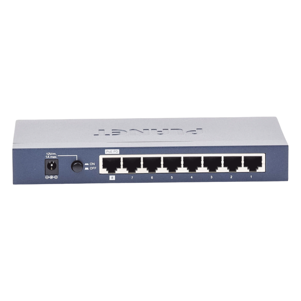 Switch Administrable de Escritorio de 8 Puertos Gigabit/ 2 Puertos SFP / 20 Gbps Switching / PoE In 802.3af/at / Dual Power DC + PoE / VLAN Q-in-Q / IPv6/IPv4/  Administración Remota con CloudNMS