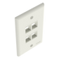 Placa de Pared Vertical, Salida Para 4 Puertos Keystone, Color Blanco Mate