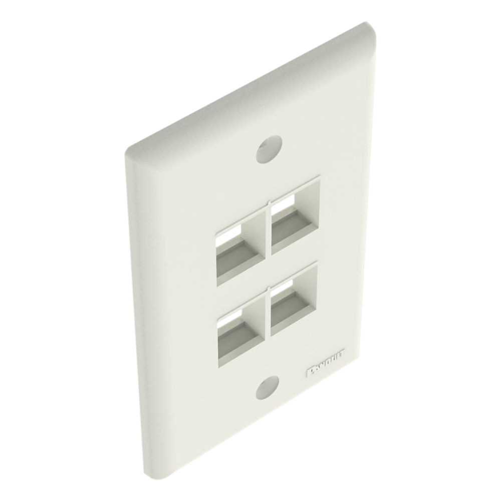 Placa de Pared Vertical, Salida Para 4 Puertos Keystone, Color Blanco Mate