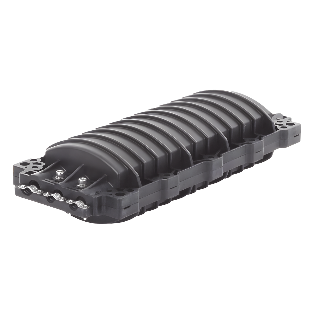 Caja de Distribución de Fibra Óptica Horizontal, Hasta 96 Empalmes, Exterior IP68, 2 Puertos de Entrada y Salida