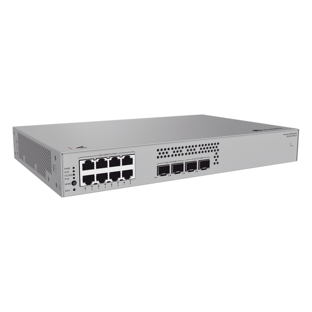 Switch de Acceso eKit Administrable / Capa 2 / 8 Puertos PoE+ Gigabit + 2 SFP + 2 SFP+ / PoE Perpetuo / Presupuesto PoE 128 W / Sin licenciamiento