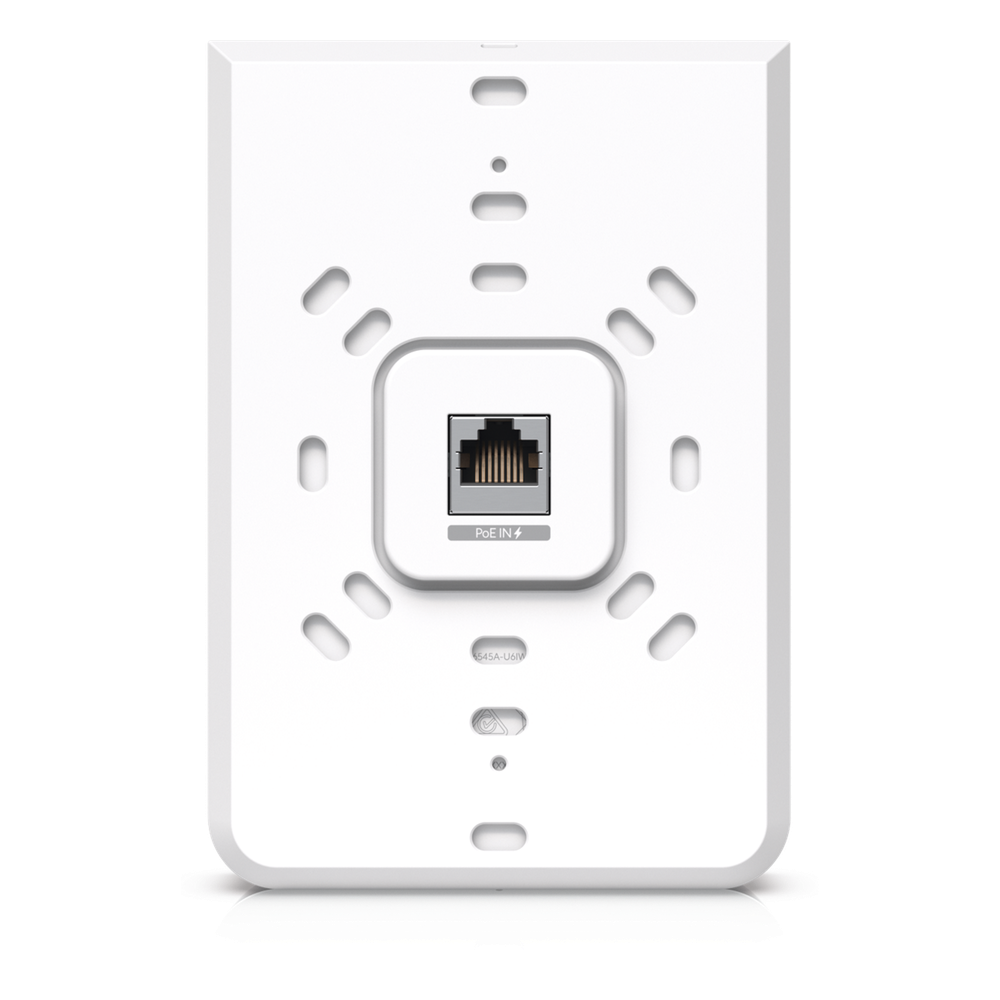 Access Point UniFi U6 In Wall/Montaje p/pared, WIFI 6 2.4 Y 5 Ghz, hasta 5.3 Gbps, 1 pto PoE In, 4 ptos secundarios (1 PoE Out)