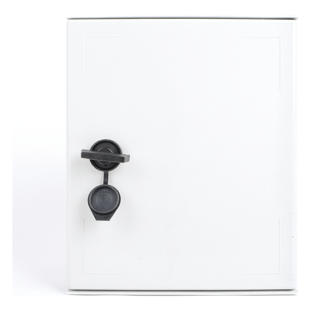 Gabinete de Poliéster IP65 Uso en Intemperie (250 x 300 x 140 mm) con Placa Trasera Interior de Plástico (Incluye Chapa y Llave).