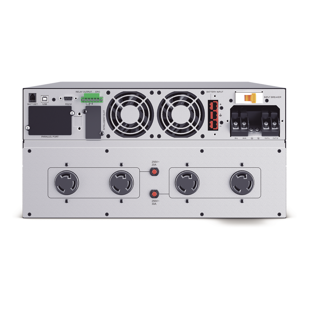 UPS de 10000 VA/10000 W, Online Doble Conversión, 200 - 240 Vac de Entrada, 200 - 240 Vac de Salida, Terminal Hardwired, Onda Senoidal Pura, Torre o Rack de 6 UR, Con 3 Tomas NEMA L6-30R