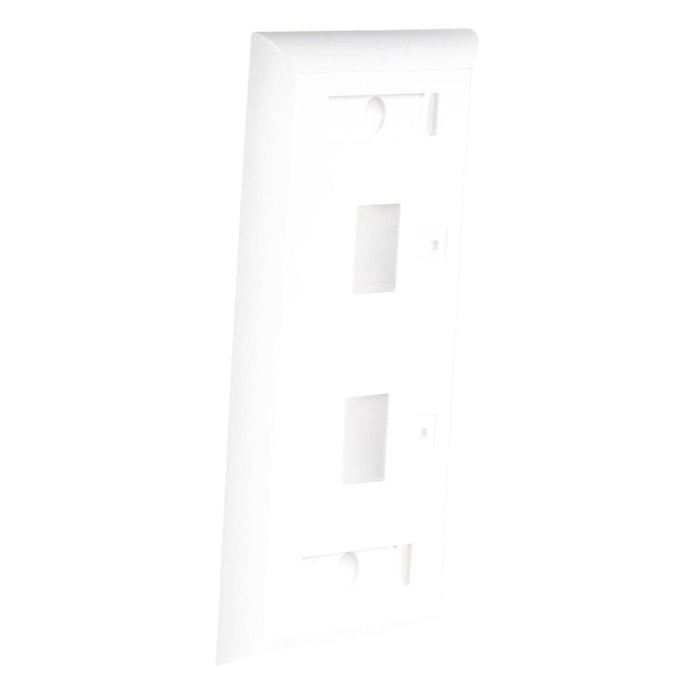Placa de Pared de 2 Puertos, Keystone, con Espacio para Etiqueta, Color Blanco