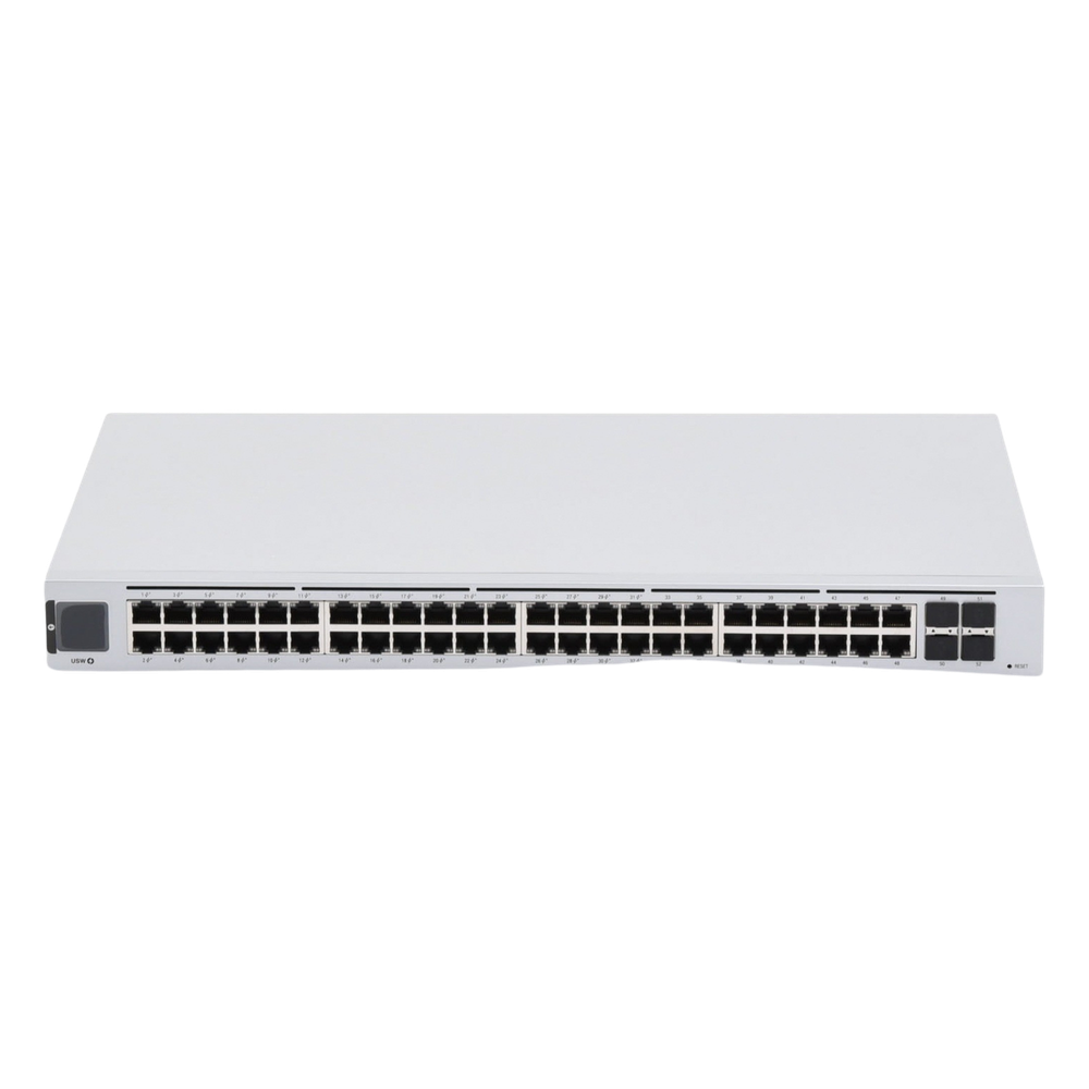UniFi Switch USW-48-POE, Capa 2 de 48 puertos (32 puertos PoE 802.3af/at + 16 puertos Gigabit) + 4 puertos 1G SFP, 195W, pantalla informativa