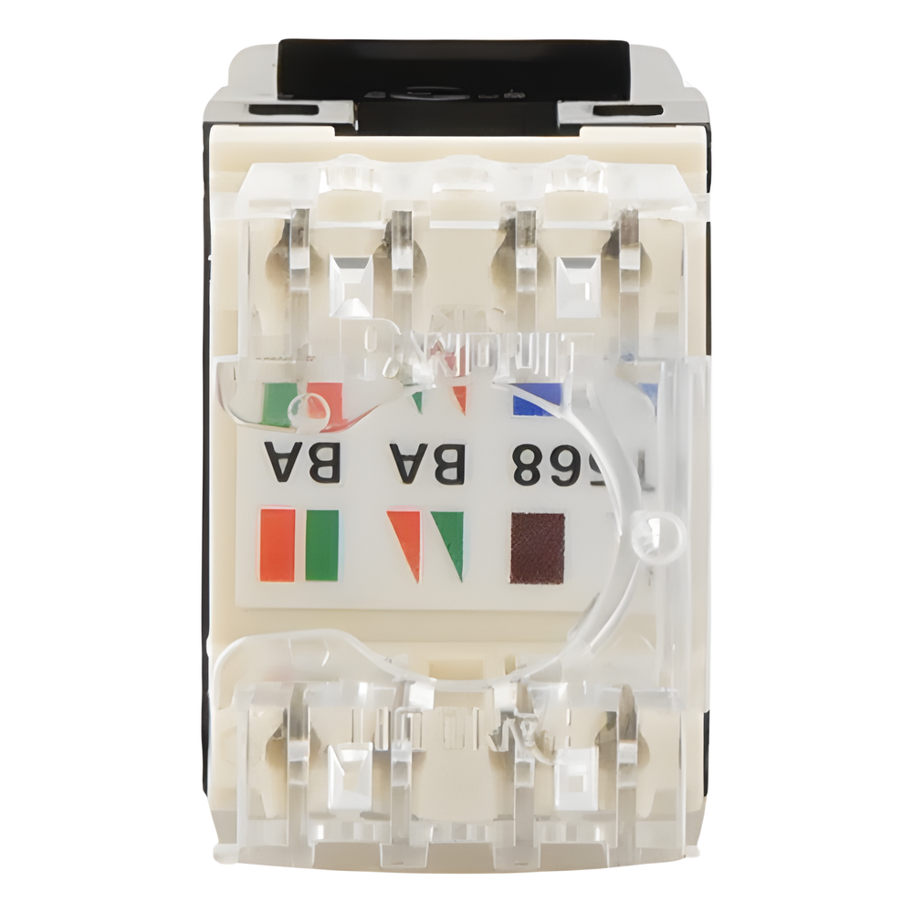 Conector Jack Estilo 110 (de Impacto), Tipo Keystone, Categoría 6, de 8 Posiciones y 8 Cables, Color Negro