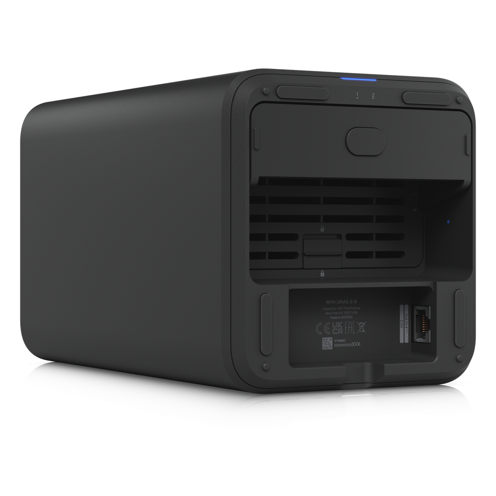 UniFi UNAS-2 – Servidor NAS Compacto de 2 Bahías para HDD 3.5" SATA, Puerto 2.5 GbE, USB-C y PoE++