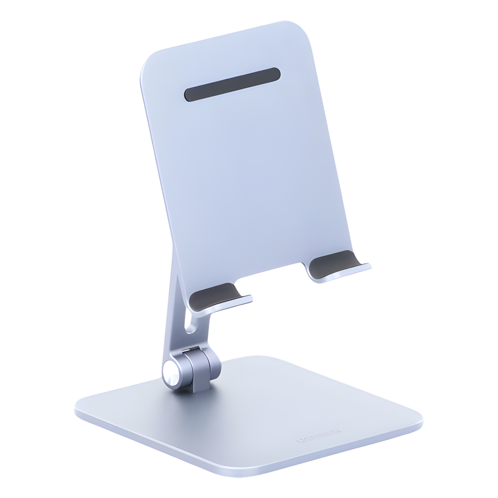 Soporte de Aluminio para IPad & Tablet | Plegable |Angulo Ajustable de 180° y 270° | Base Antideslizante | Protección  de Silicona | Amplia Compatibilidad con dispositivos de 7.9'' a 12.9'' | Aluminio Solido | Color Gris