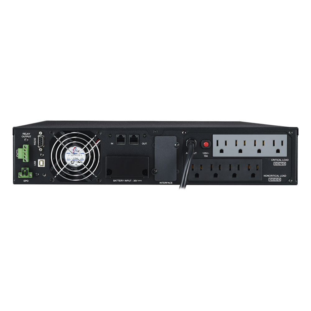 UPS de 1500 VA/1350 W, Online Doble Conversión, Entrada 120 Vca NEMA 5-15P, Onda Senoidal Pura, Rack o Torre de 2 UR, Con  8 Tomas NEMA 5-15R