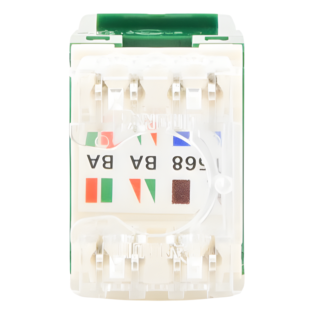Conector Jack Estilo 110 (de Impacto), Tipo Keystone, Categoría 6, de 8 Posiciones y 8 Cables, Color Verde