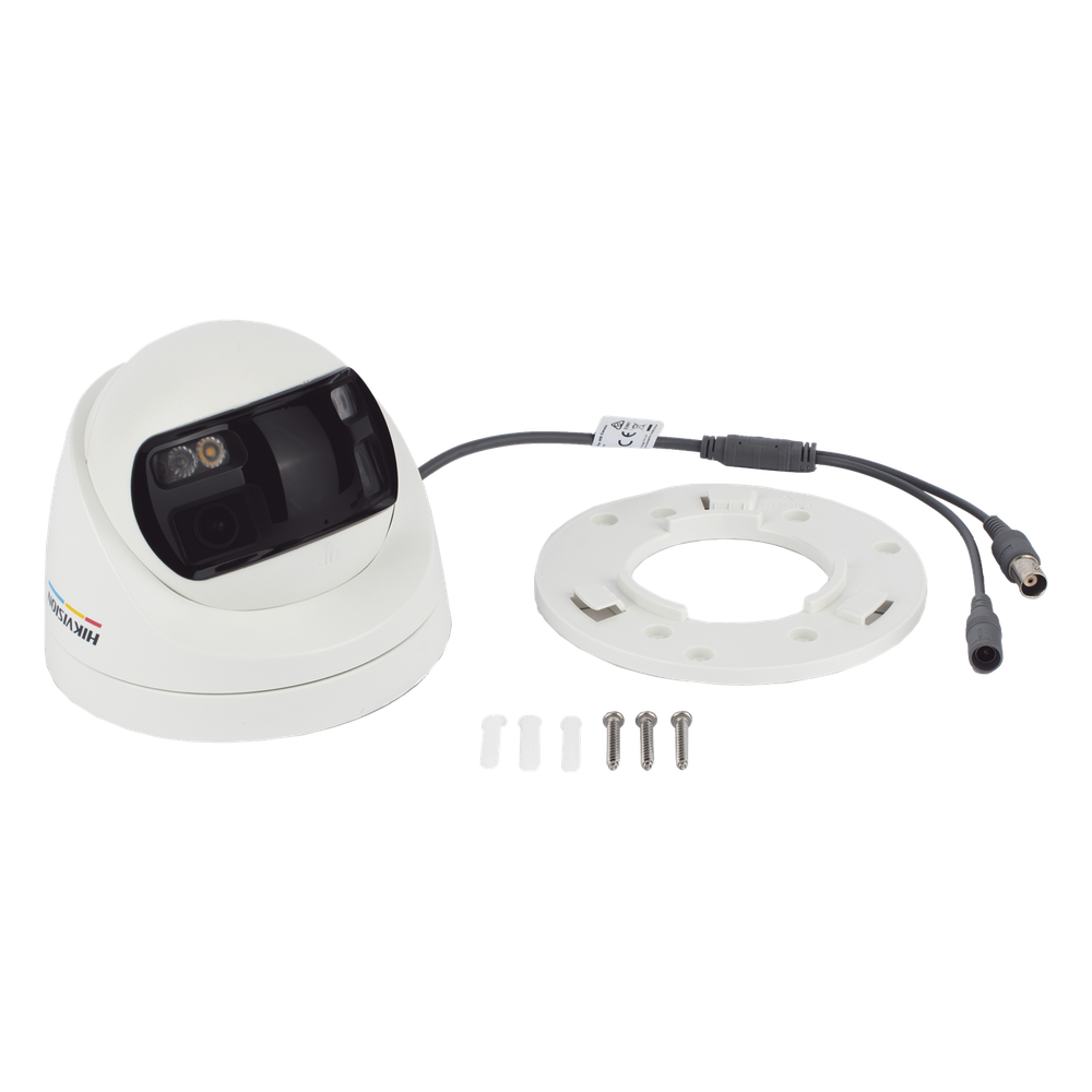 [ColorVu + Panoramica + Dual Light] Turret TURBOHD 3K (5 Megapixel) / Micrófono Integrado / Visión 180° / Imagen a Color 24/7 / 40 mts Luz Blanca + 40 mts IR / Exterior IP67 / WDR
