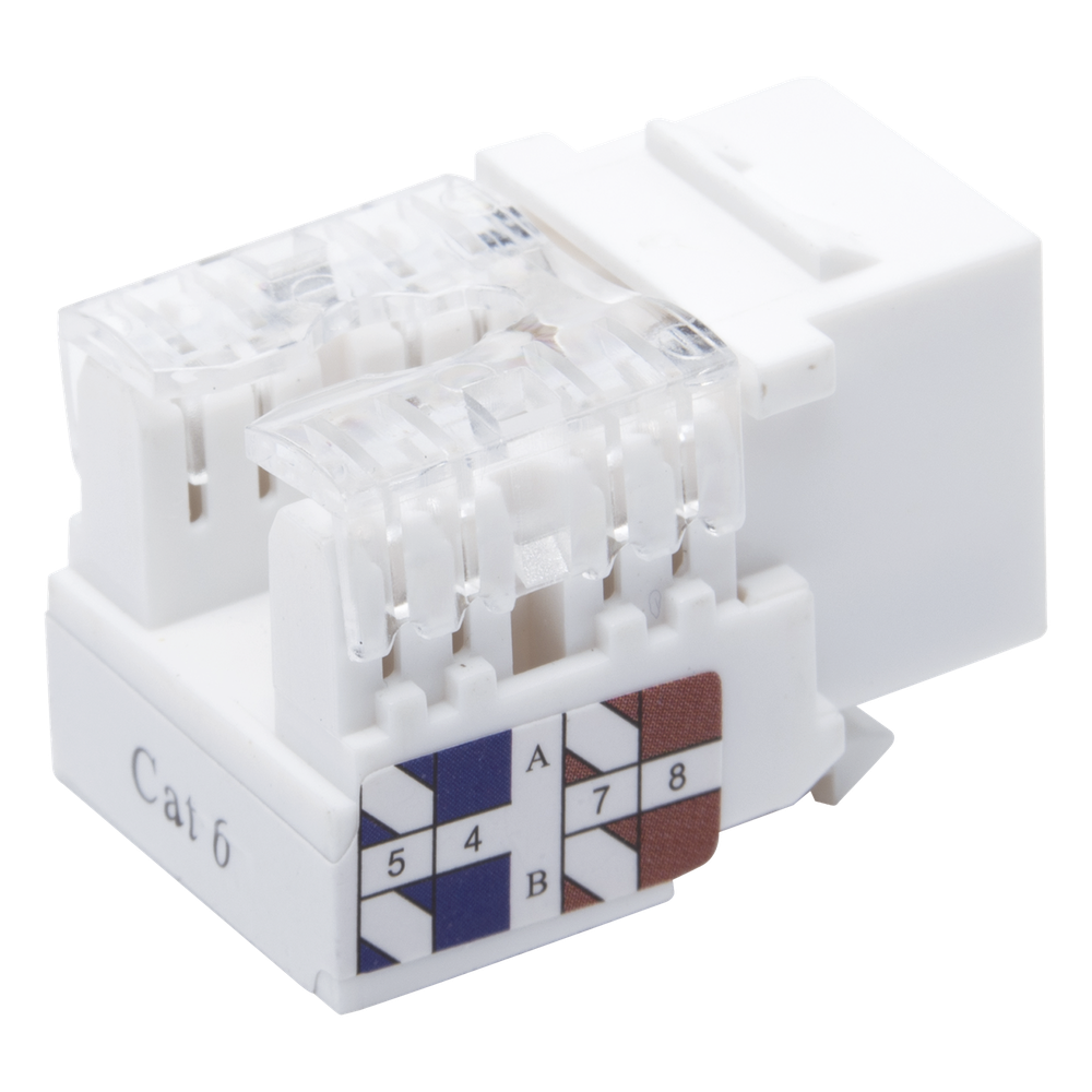 Módulo Jack Keystone Cat6 con Terminación 110 (Punchdown) para Faceplate - Color Blanco
