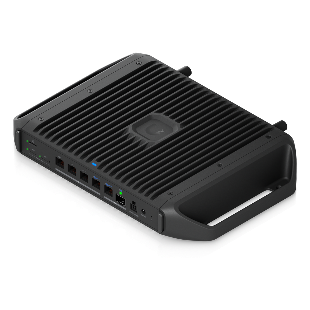 Cloud Gateway Industrial Rugerizado sin Ventilador con Puertos 10 GbE, 350W de Potencia Total para Despliegues PoE de Alta Densidad, Enrutamiento Avanzado y Almacenamiento microSD para Aplicaciones UniFi