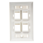 Placa de Pared de 4 Puertos, Keystone, con Espacio para Etiqueta, Color Blanco