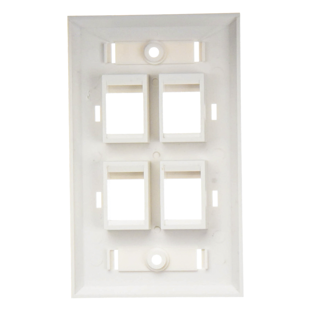 Placa de Pared de 4 Puertos, Keystone, con Espacio para Etiqueta, Color Blanco