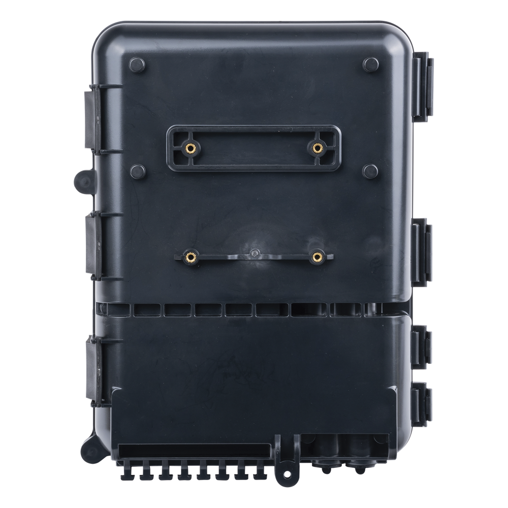 Caja de Distribución de Fibra Óptica para 24 Empalmes, con 8 Acopladores SC/APC Simplex, Exterior IP55, Color Negro