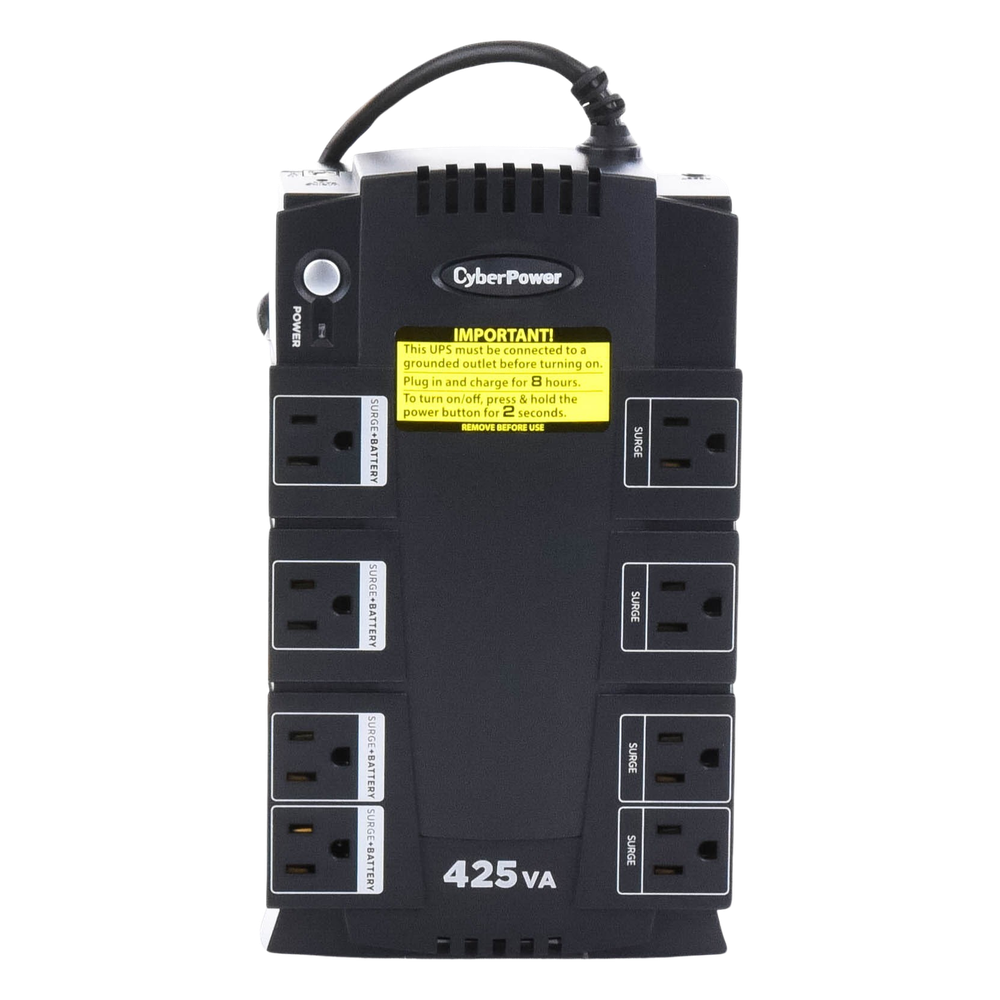 UPS de 425 VA/255 W, Topología Standby, Entrada 120 Vca NEMA 5-15P, Tipo Gabinete Compacto, Con 8 Tomas NEMA 5-15R