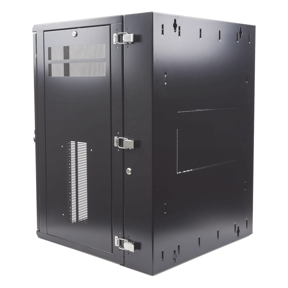 Gabinete PanZone de Montaje en Pared, de 19in, Puerta con Ventana de Seguridad, 18 UR, 635mm de Profundidad, Color Negro
