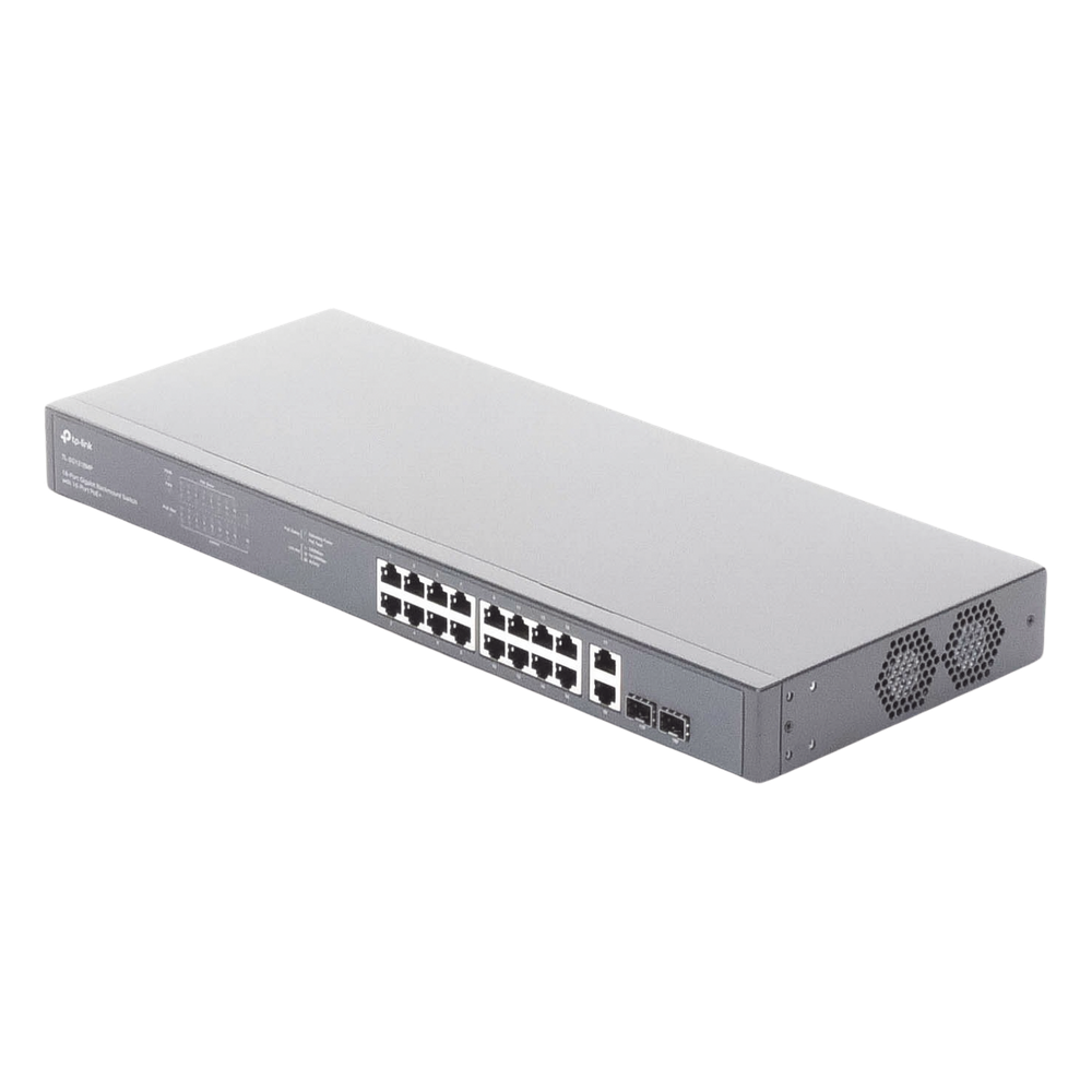 Switch no administrable de 16 puertos 10/100/1000Mbps y PoE af/at, 2 puertos SFP hasta 250W.