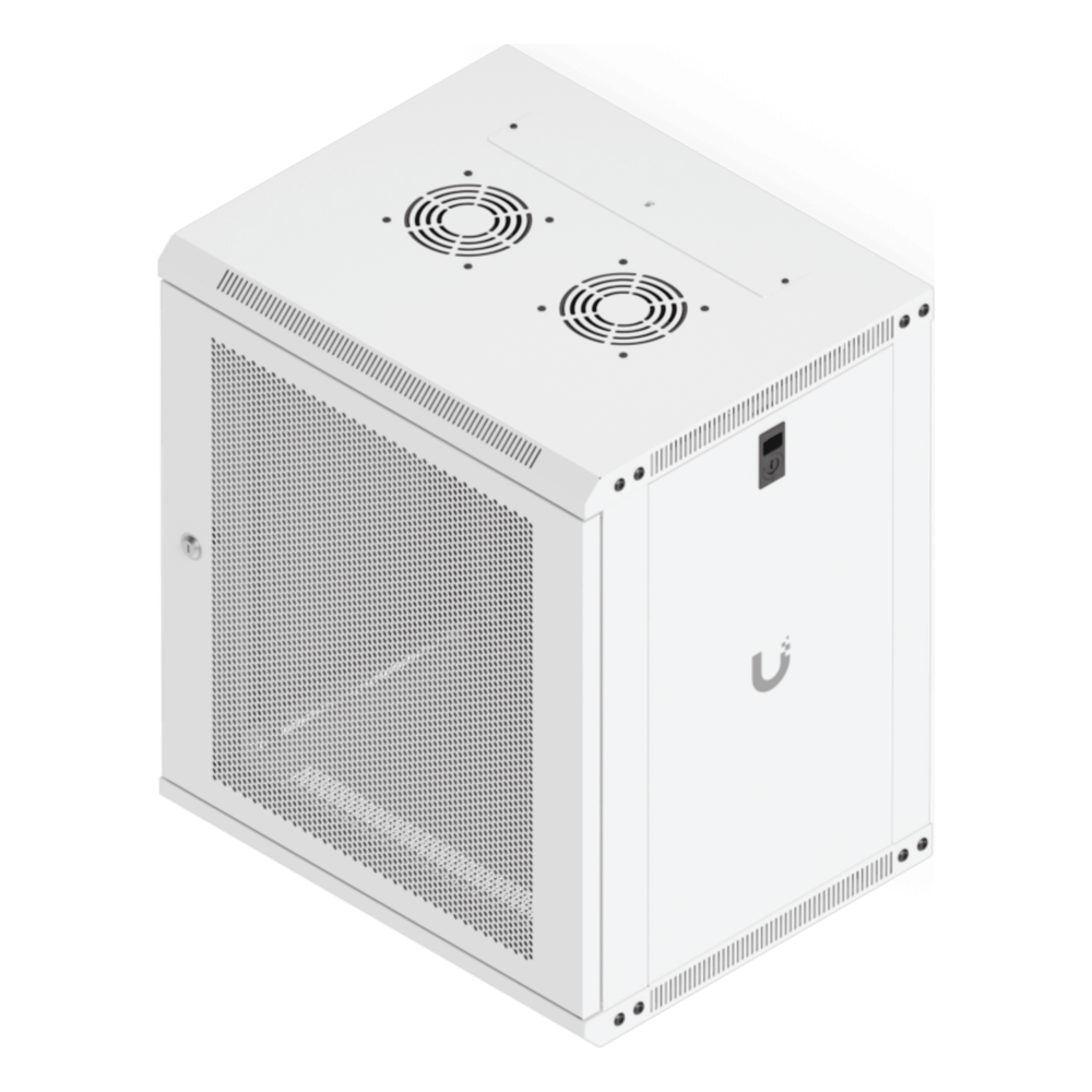 UACC Rack Cabinet 12U (550x 450 mm) - Gabinete Cerrado para Montaje en Pared con Puerta Frontal Perforada, Totalmente Ensamblado con Ventiladores Integrados y Paneles Removibles