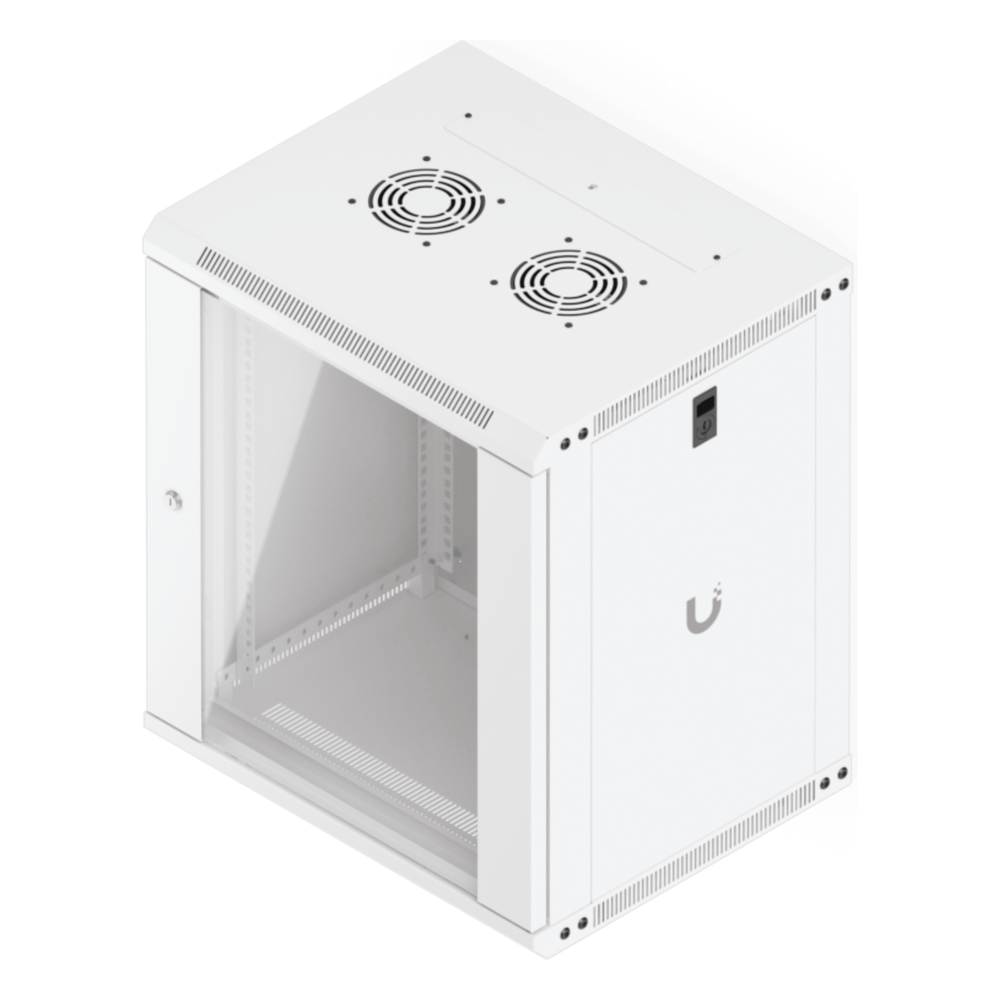 UACC Rack Cabinet 12U (550 x 450 mm) - Gabinete Cerrado para Montaje en Pared con Puerta de Vidrio Templado, Totalmente Ensamblado con Ventiladores Integrados y Paneles Removibles