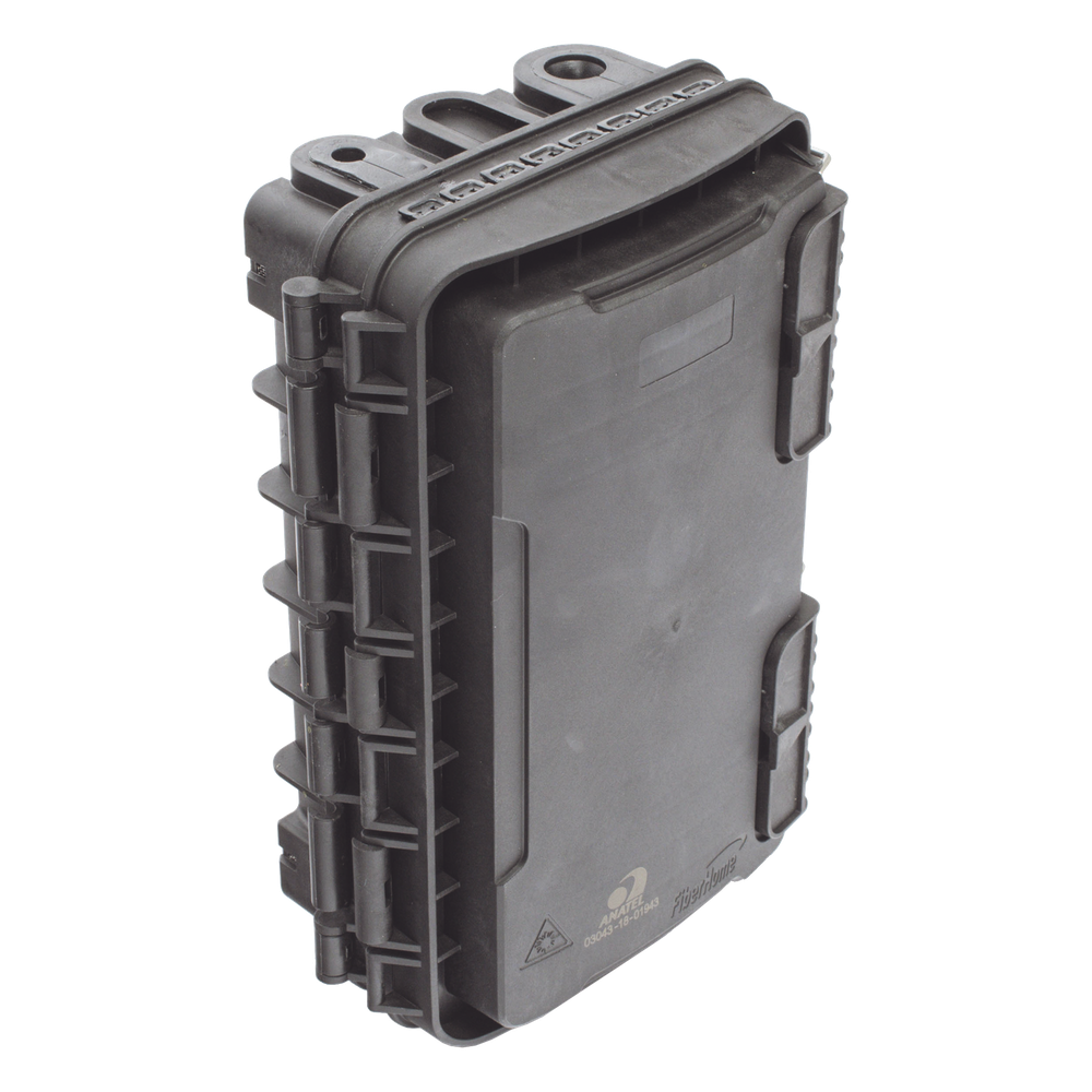 Caja de Distribución de Fibra Óptica para 24 Empalmes, con 8 acopladores SC/APC simplex, Exterior IP65, Color Negro