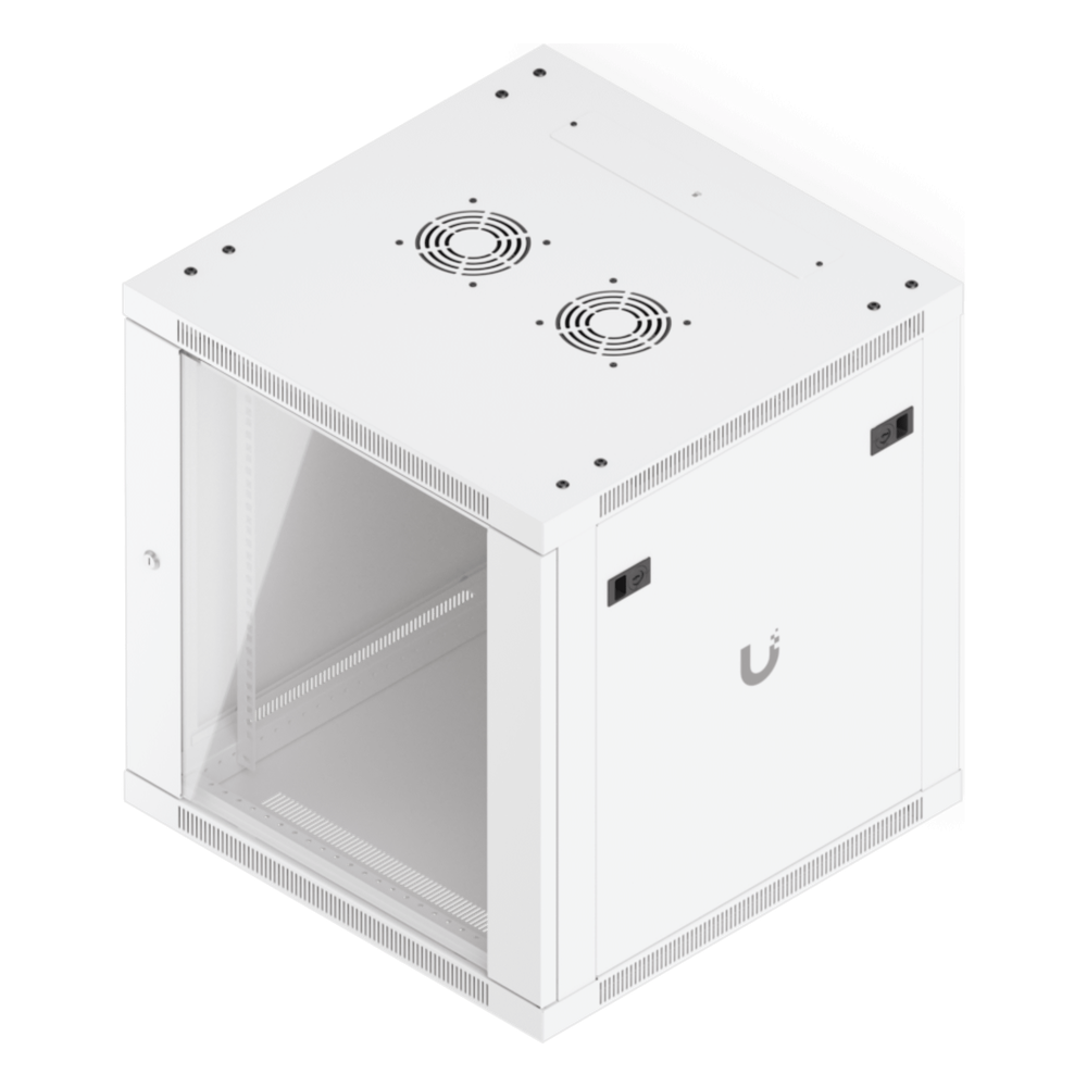 UACC Rack Cabinet 12U (598 x 600 mm) - Gabinete Cerrado para Montaje en Pared con Puerta Frontal de Vidrio Templado, Totalmente Ensamblado con Ventiladores Integrados y Paneles Removibles