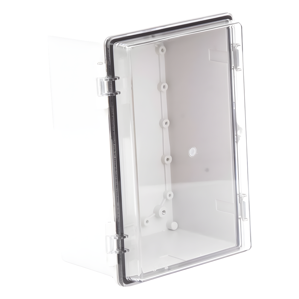 Gabinete Plástico ABS, Puerta Transparente, Uso en Intemperie IP66 (190 x 290 x 140 mm) cierre por Broche Inoxidable y Permite Cerrado con Candado y Llave (Perno 5mm) No Incluido