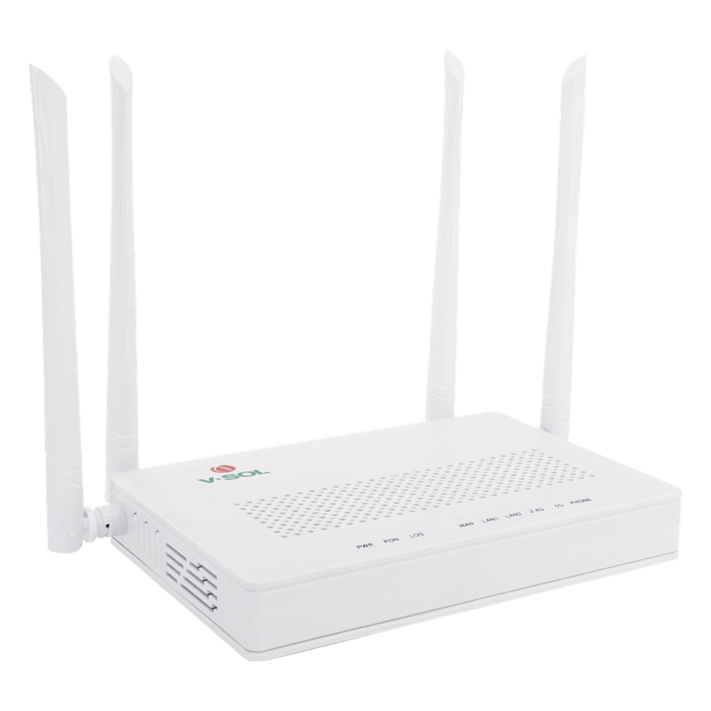 ONU Dual G/EPON con Wi-Fi AC de doble banda, 1 puerto SC/UPC + 2 puertos LAN Gigabit + 1 puerto FXS