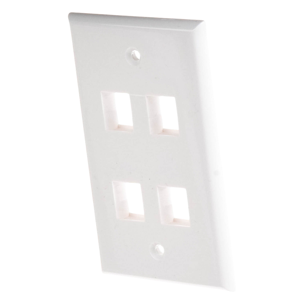 Placa de Pared de 4 Puertos, Keystone, Color Blanco
