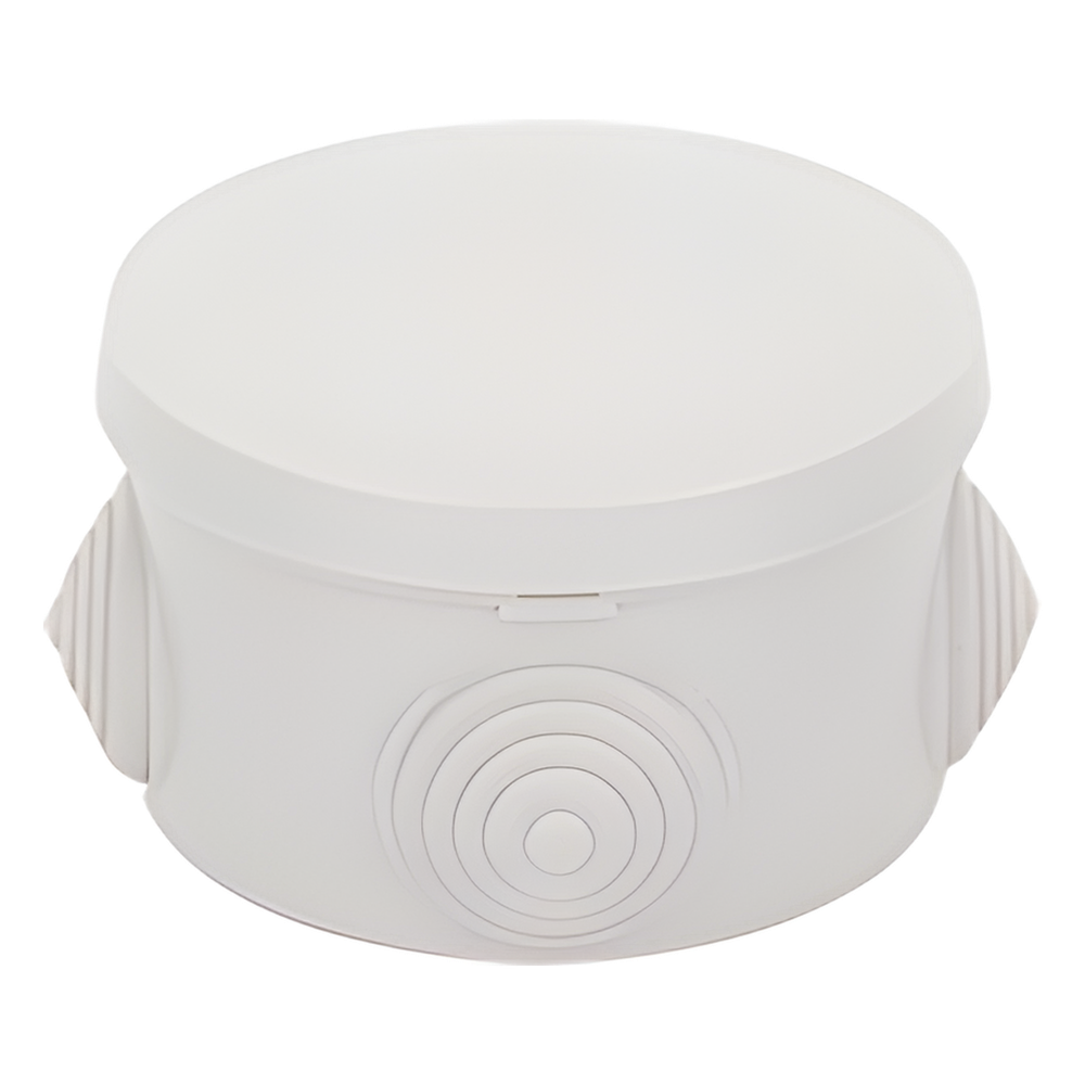 Caja Derivación-Conexión de Plástico Circular con 4 Glándulas de Goma (70 diámetro X 48 alto mm). Para Instalaciones Comerciales,  Residenciales e Industriales. Cerrado a Presión.