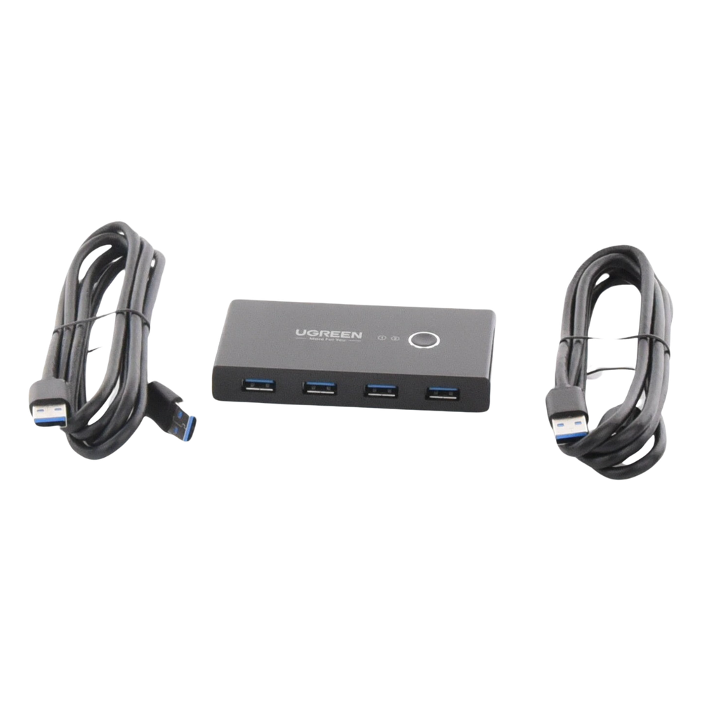 Conmutador USB para Compartir 4 Puertos USB 3.0 a 2 PC Ìs | Cambio Mediante Botón | Incluye Dos Cables USB de 1.5 m | ABS | Permite que 2 Usuarios Compartan 4 Dispositivos Periféricos USB3.0, como una impresora, un escáner, etc.