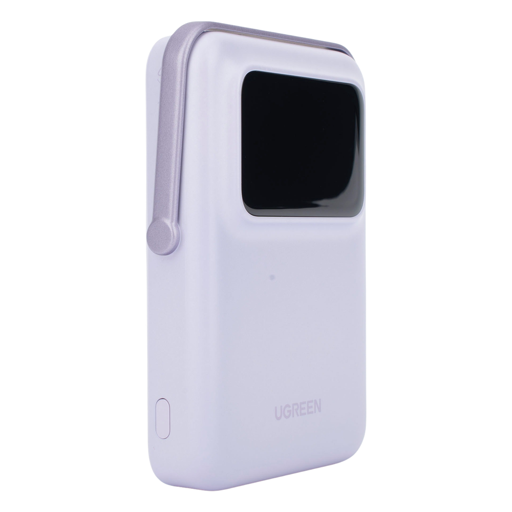Power Bank Serie UNO Inalambrico | 10000mAh | 7.5W/20W  |  Con Emojis de Estado | Carga Rápida USB-C Bidireccional  | Pantalla TFT  Inteligente | Con Holder | Color Purple.
