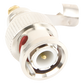 Conector BNC macho en 75 Ohm, para cable coaxial RG-59 / Con base de alivio negra de PVC, Níquel/ Oro/ PTFE.