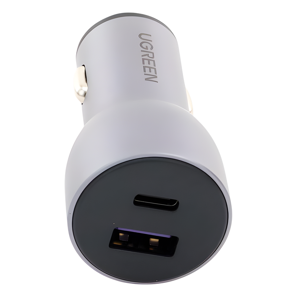 Cargador de Auto 52.5W | Puerto USB-A y USB-C | Carga Rápida | Compatible con Vehículos de 12 y 24 VCD | PD3.0 + QC3.0 | Chip Inteligente | Diseño Compacto Mayor Eficiencia Energética | Caja de Aluminio