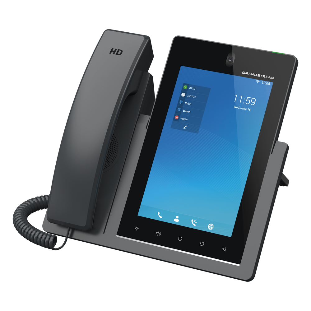 Teléfono IP Android 11, 16 líneas SIP con 16 cuentas, pantalla táctil  7", puertos Gigabit, Wi-Fi, Bluetooth, PoE, codec Opus, IPV4/IPV6 con gestión en la nube GDMS