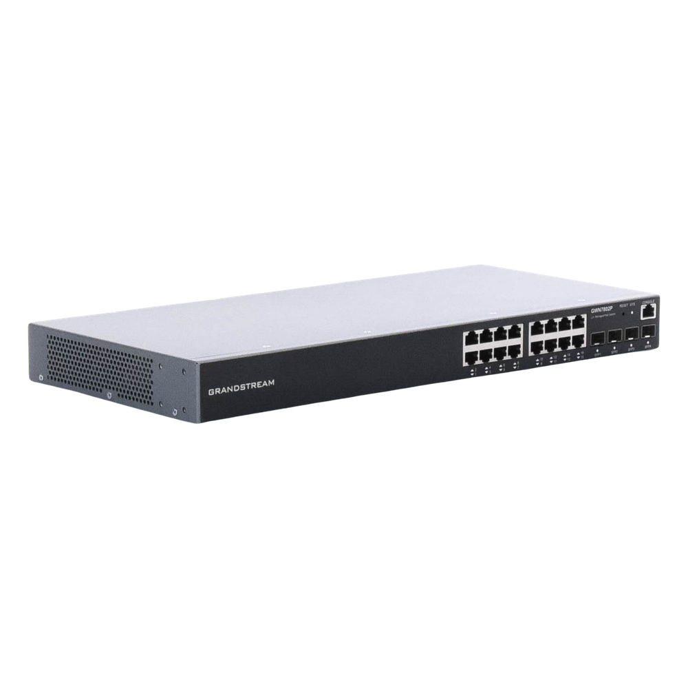 Switch Gigabit PoE+ Administrable / 16 puertos 10/100/1000 Mbps + 4 Puertos SFP Uplink / Hasta 240W / Compatible con GWN Cloud.