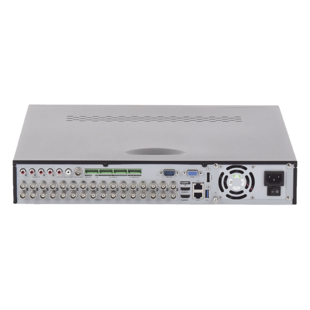 DVR 32 Canales TurboHD + 16 Canales IP / 3K Lite / 5 Megapixel Lite / 4 Bahías de Disco Duro / Audio por Coaxitron / AcuSense / POS / Videoanalisis / 16 Entradas y 4 salidas de Alarma