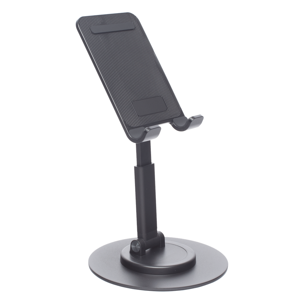 Soporte para Teléfono Celular Giratorio | 360° de Rotación | Angulo Ajustable | Altura Ajustable 17-20cm  | Antideslizante | Ejes Giratorios de Alta Precisión| Plegable | Aluminio | Color Gris