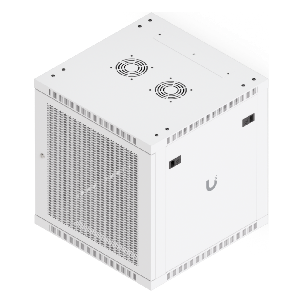 UACC Rack Cabinet 12U (598 x 600 mm) - Gabinete Cerrado para Montaje en Pared con Puerta Frontal Perforada, Totalmente Ensamblado con Ventiladores Integrados y Paneles Removibles