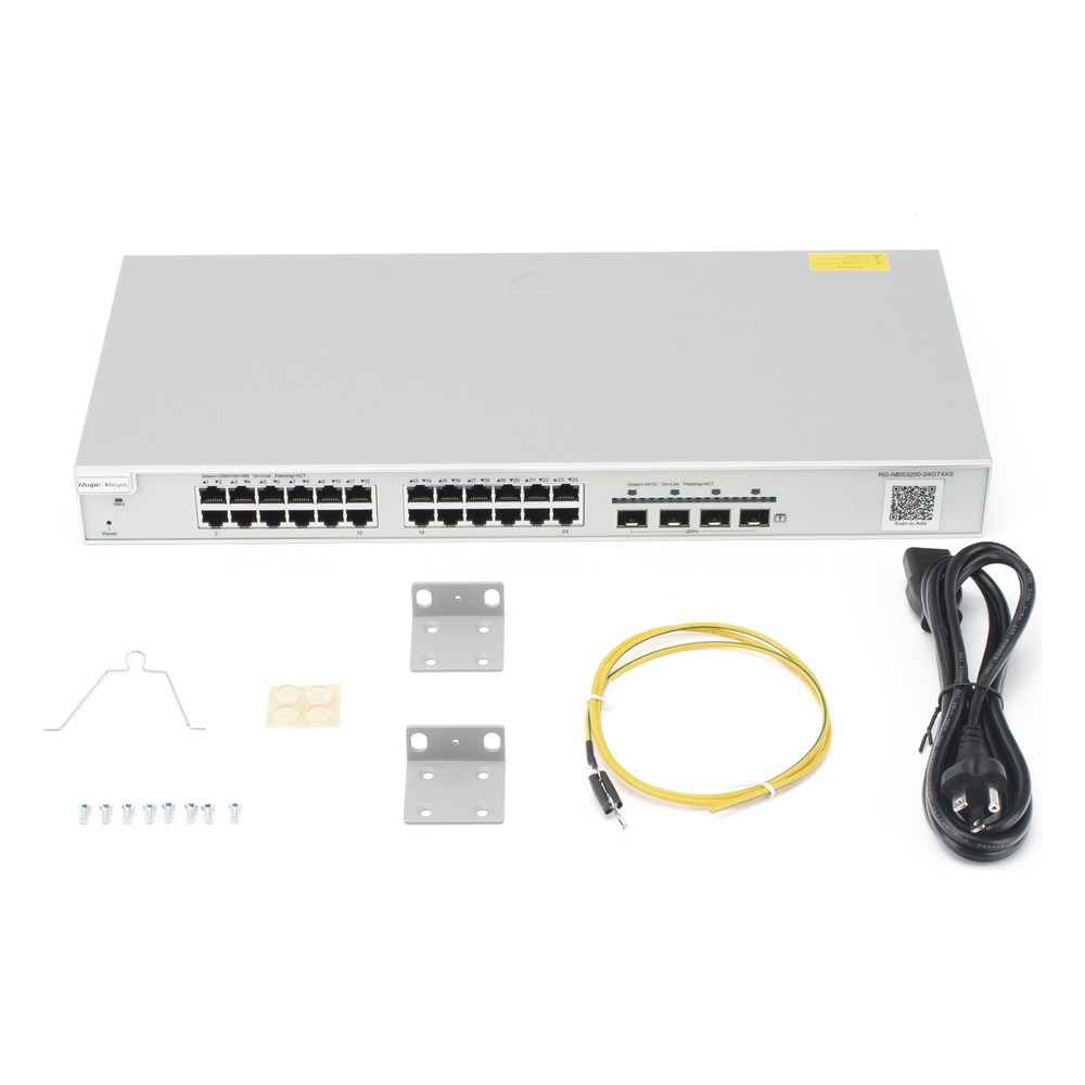 Switch Administrable Capa 2+ Plus, con 24 puertos Gigabit, 4 puertos SFP+ para fibra 10Gb, gestión gratuita desde la nube.