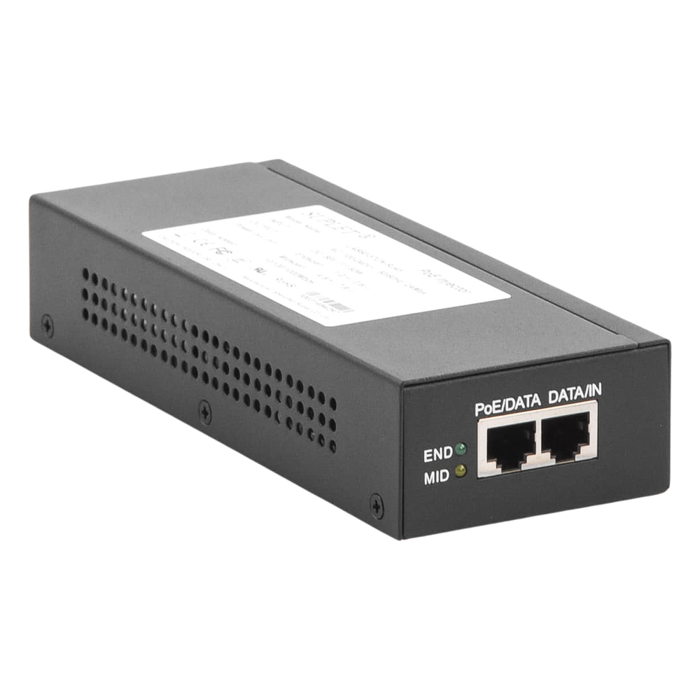 Inyector Super Hi-PoE / 56 Vcc / 60 Watts / Para Domos HIKVISION PTZ / IP (-AE / DE) / Soporta 802.3 af / at / Para Aplicaciones de CCTV