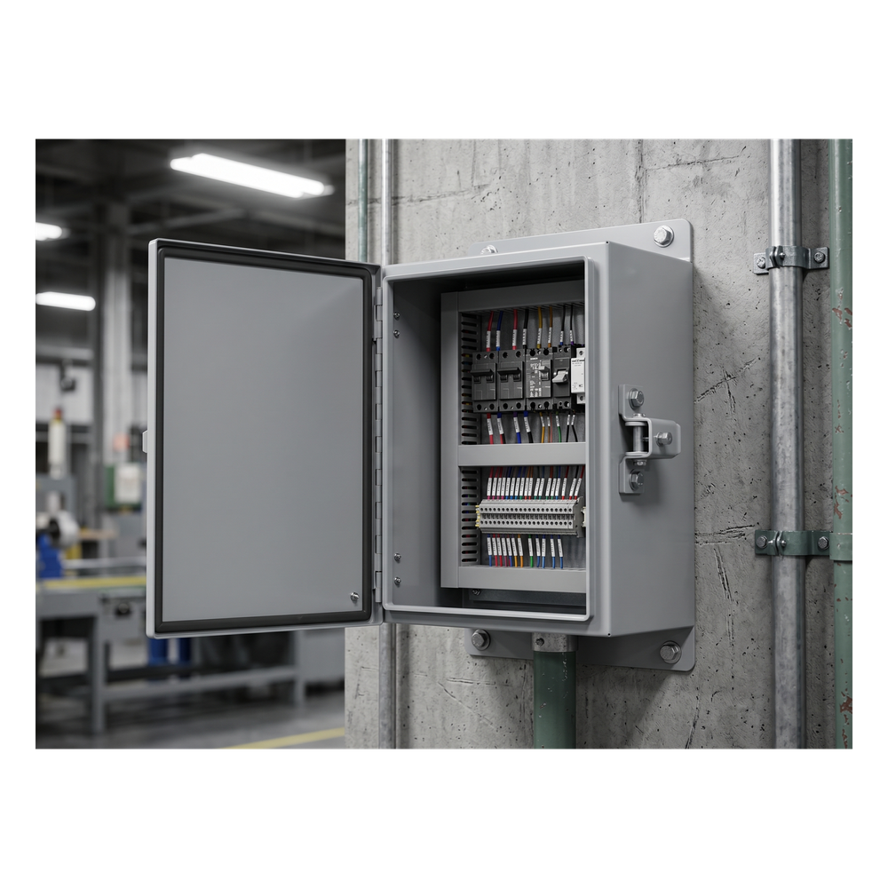 Gabinete de Bisagra Continua NEMA 12; IP66 de Uso en Intemperie, 305 x 254 x 203 mm, De Acero, Color Gris