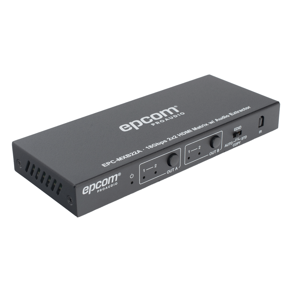 Matricial HDMI | 2x2 | 4K2K@60Hz | HDR | YCbCr 4:4:4 | EDID Auto | Extractor de Audio | Salida de audio análoga y digitalizados | HDCP 2.2 | 18 Gbps