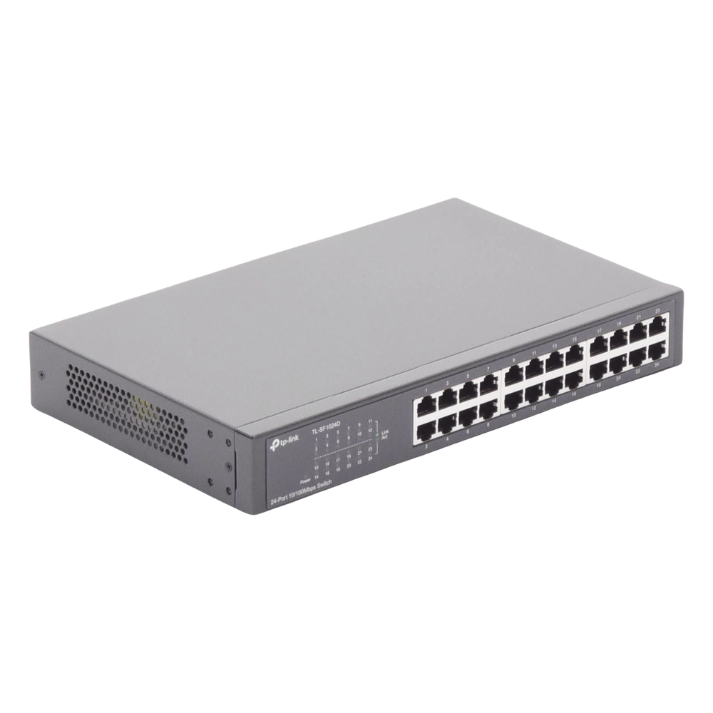 Switch no administrable de 24 puertos 10/100 Mbps para escritorio/rack