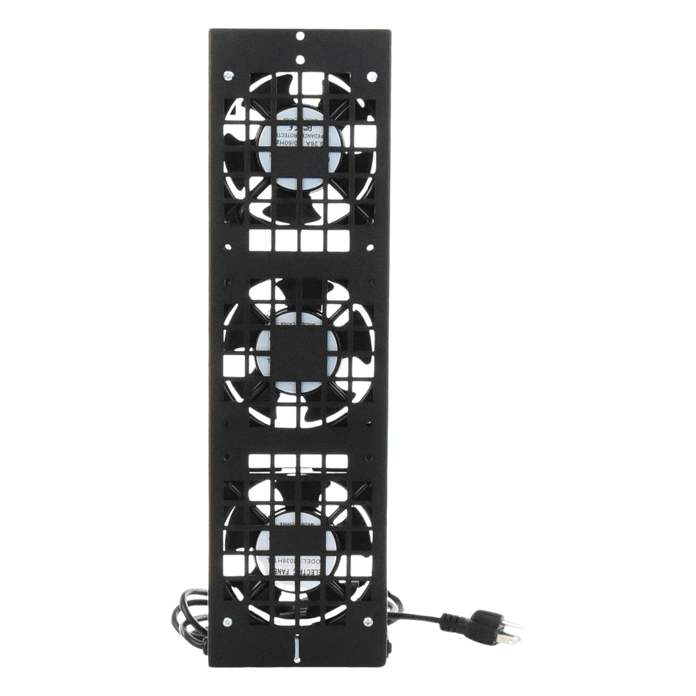 Kit de 3 Ventiladores 110 Vca (12 x 12 cm) con Clavija para Gabinete de Piso